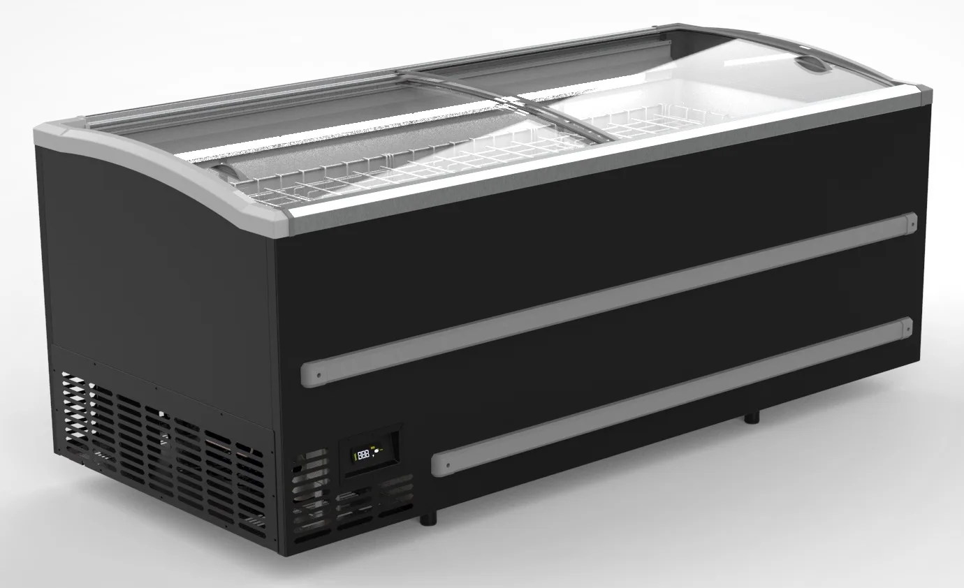 Supermarket chest freezer black 2500  manual defrost  *transport on request*
