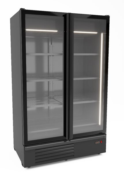 Refrigerator 2 glass doors black 1200l