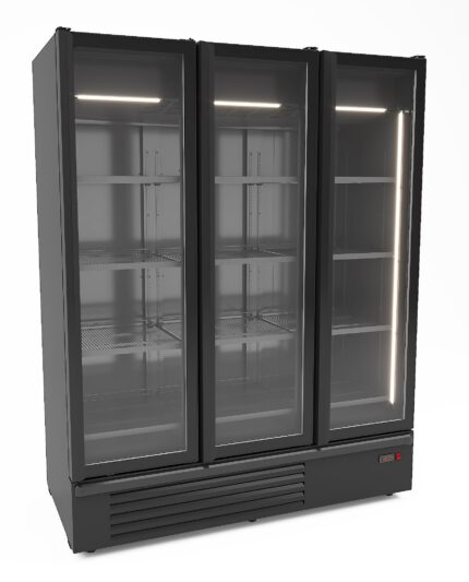 Refrigerator 3 glass doors black 1555l