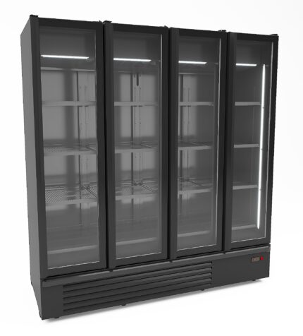 Refrigerator 4 glass doors black 1850l
