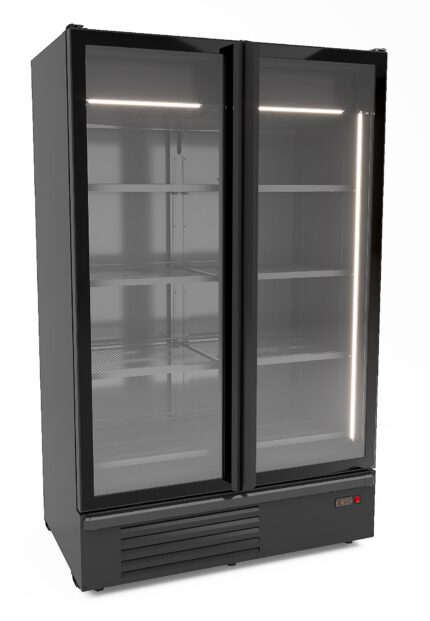 Freezer 2 glass doors black 1230l