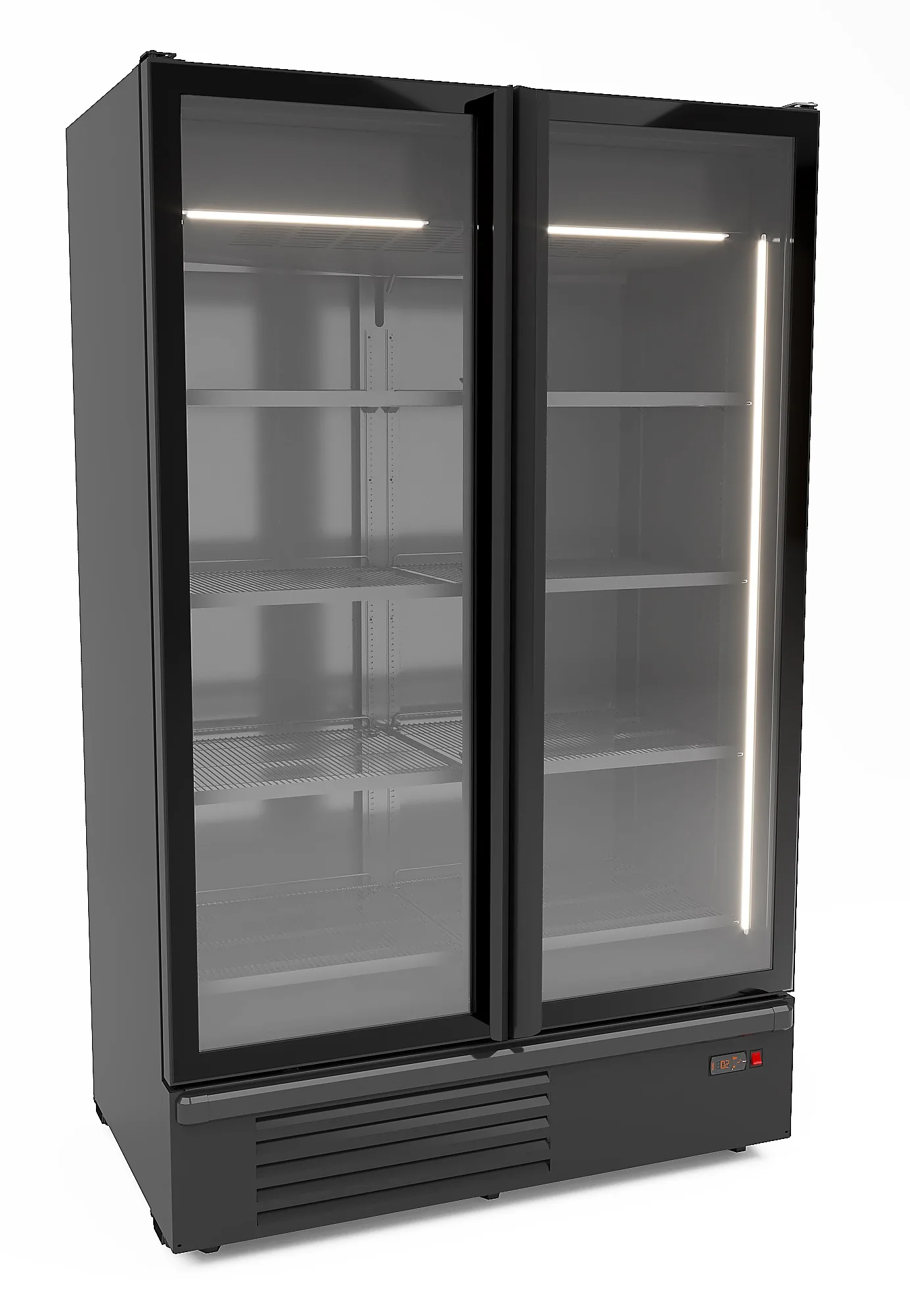 Freezer 2 glass doors black 1230l