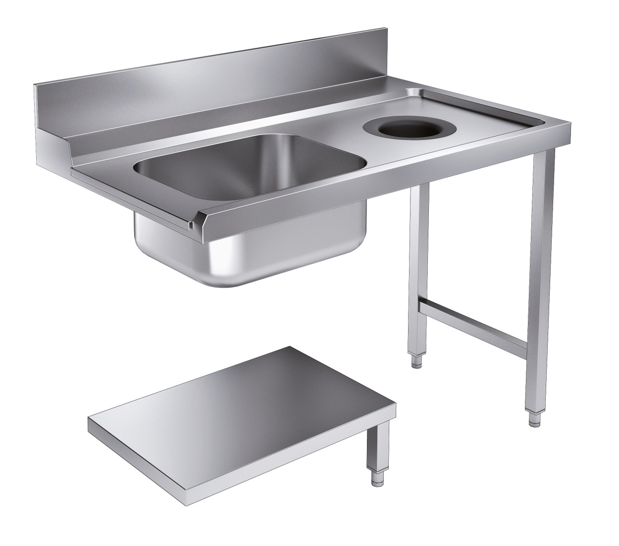 Entry table bottom shelf with waste hole 1200 right for 7280.0045-0046 Entry table bottom shelf with waste hole 1200 right for 7280.0045-0046