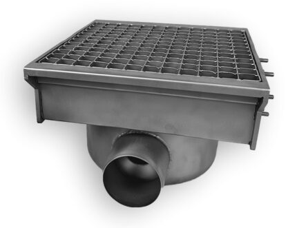 Stainless steel drain 300x265 with 1 exit for slotted channel