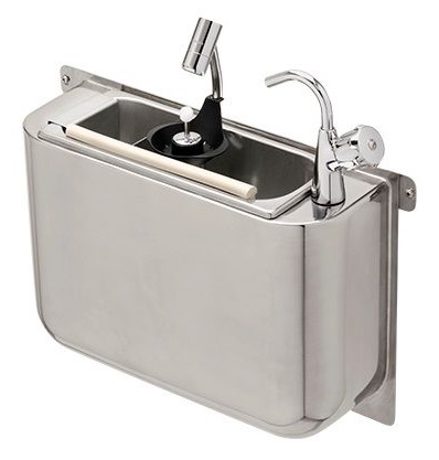 Sink for ice cream scoop with water tap and scoop shower 410x120x270  with water drain hole