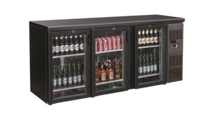 Backbar cooler black 3 glass doors
