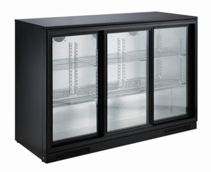 Backbar cooler black 3 sliding doors