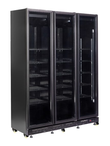 Refrigerator 3 glass doors black nap-1200 ht - with door heating