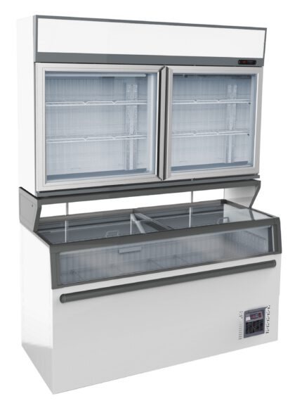 Wall mounted freezer unit white 2 glass doors