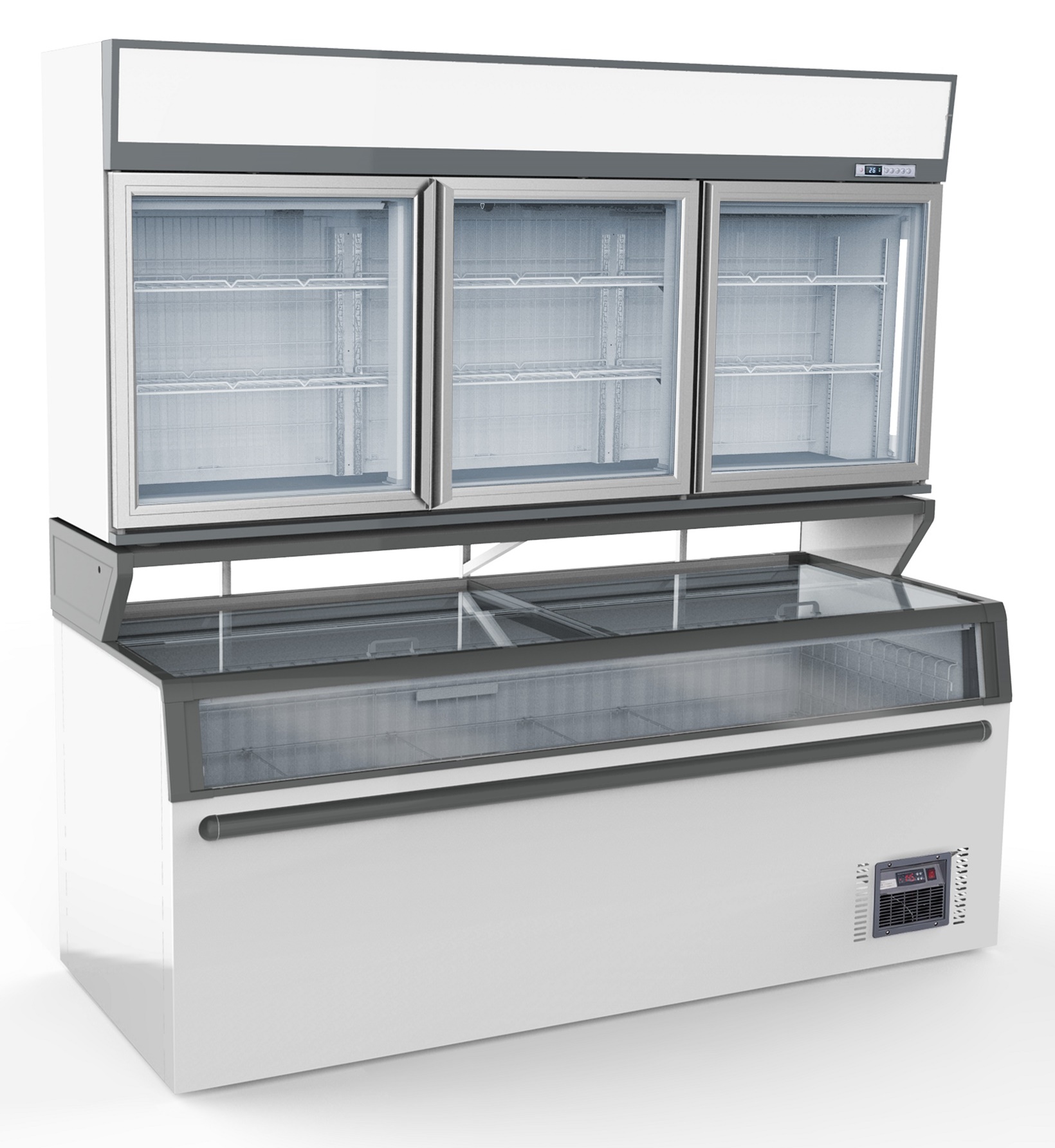 Wall mounted freezer unit white 3 glass doors Wall mounted freezer unit white 3 glass doors