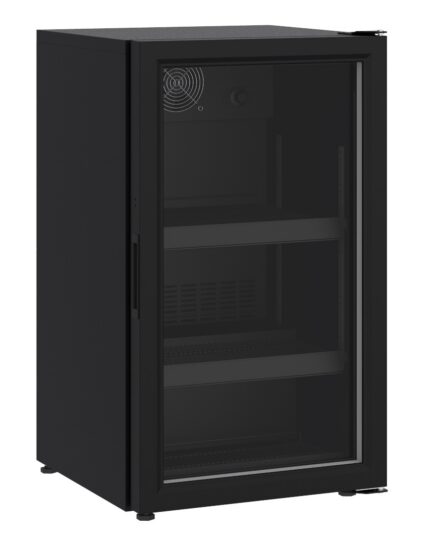 Counter top glass door refrigerator 136l black