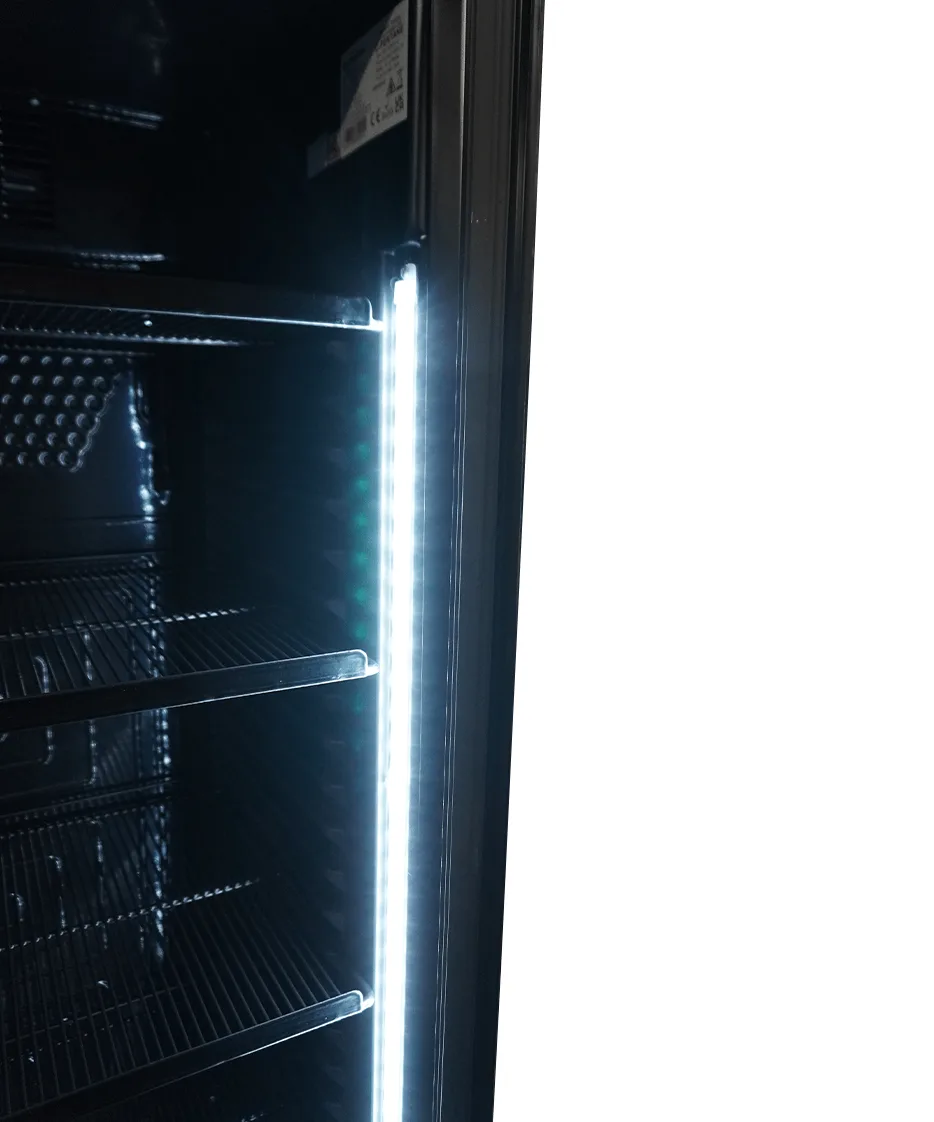 Refrigerator 1 glass door 382L black without light box - Image 4