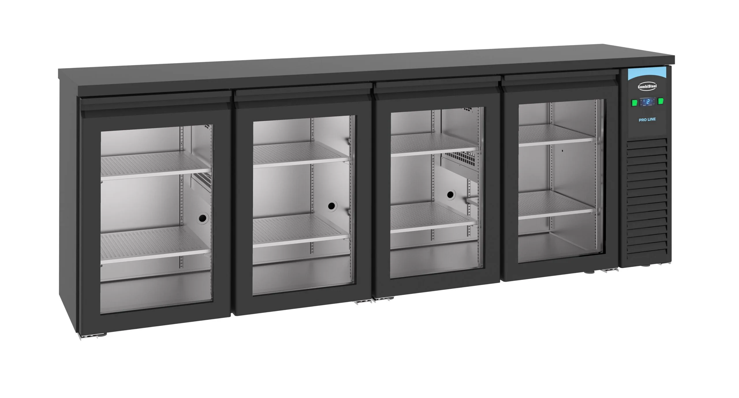 Barcooler black 4 glass doors