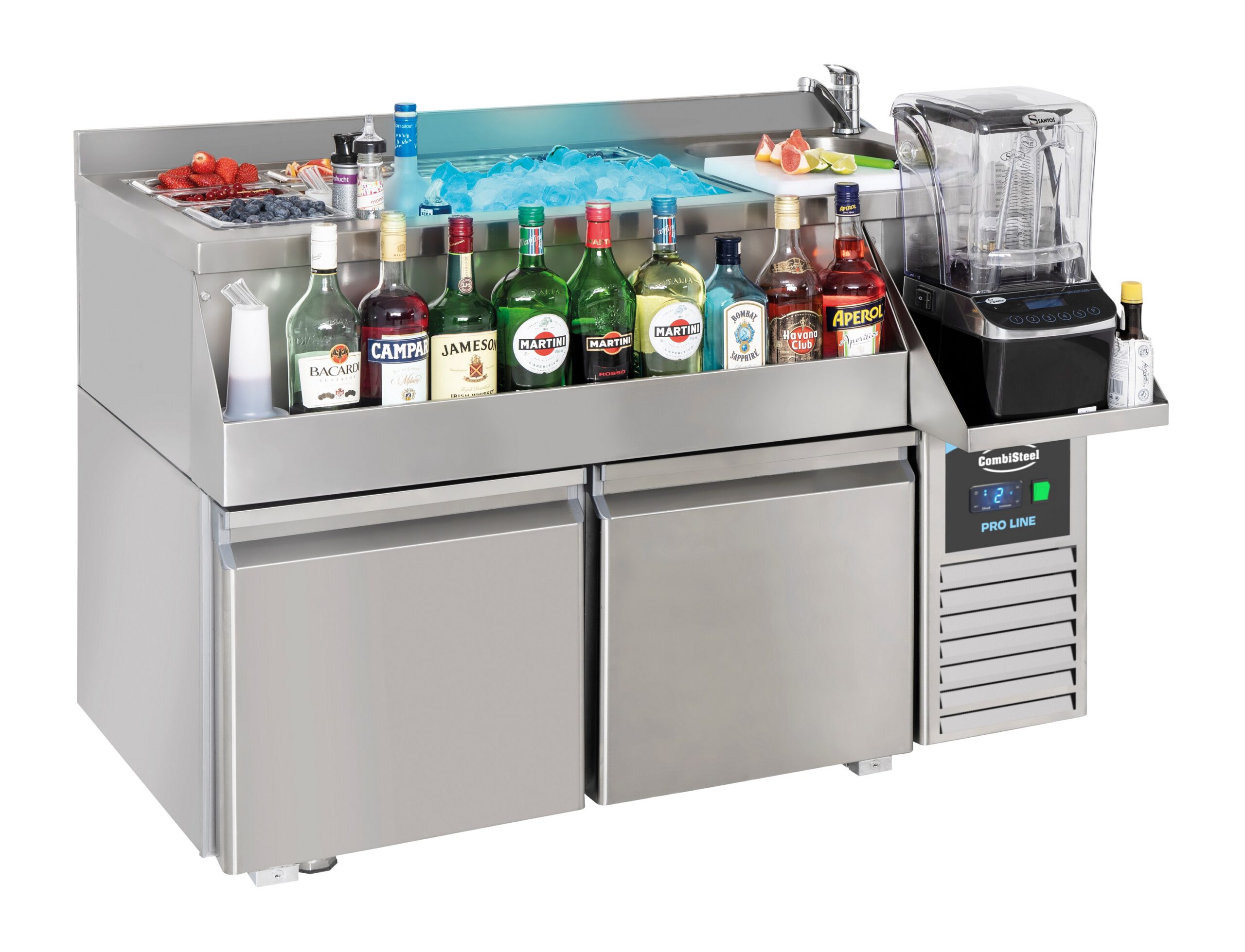 Refrigerated counter 2 doors with cocktail bar station Refrigerated counter 2 doors with cocktail bar station