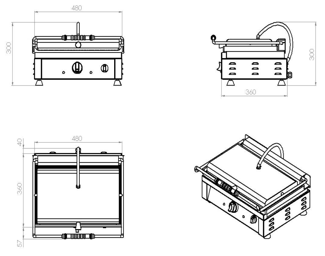 7491_0020_dimensions_1 Контактный гриль рифленый — изображение 2