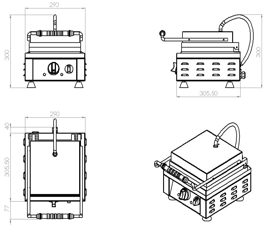 7491_0050_dimensions_1 Vaflių Keptuvė - Image 2