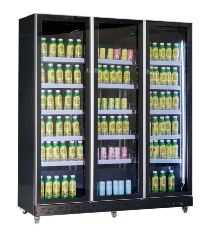 Refrigerator 3 glass doors black