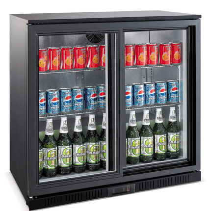 Backbar cooler black 2 sliding doors