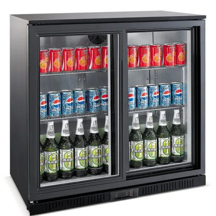 Backbar cooler black 2 sliding doors