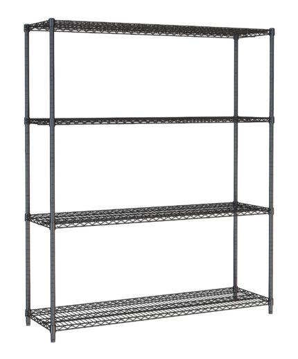 Shelf units 4 levels 1500 black flat packed