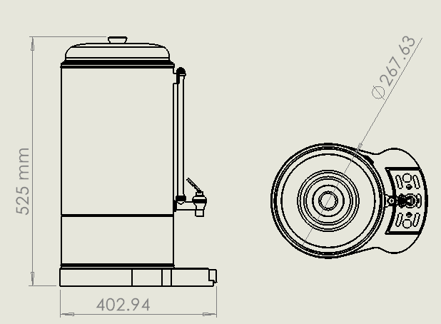 7535_0020_dimensions Coffee percolator double wall 6L - 40 cups - Image 2