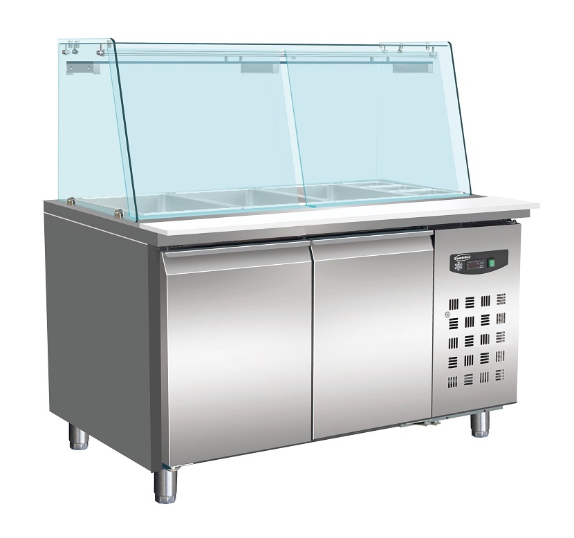 Refrigerated bakery counter with glass cover 2 doors 4x 1/1 gn container Refrigerated bakery counter with glass cover 2 doors 4x 1/1 gn container