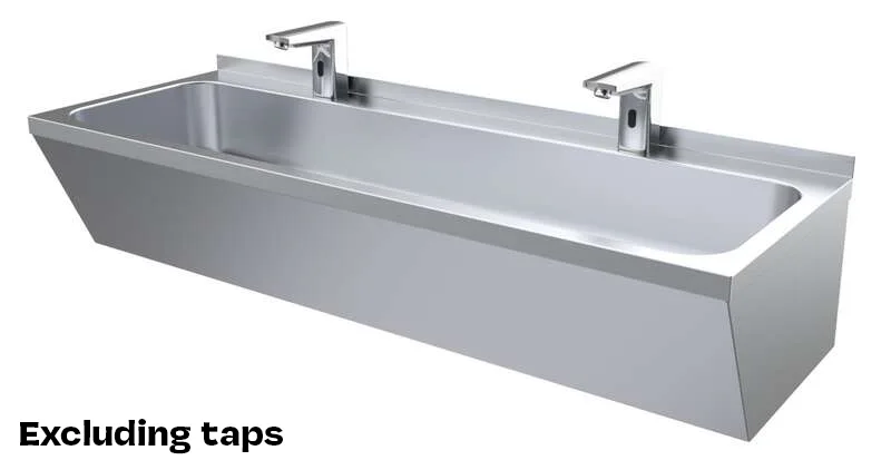 Stainless steel wash basin double 1200x425x165mm - Image 2